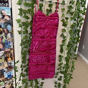 pink glitter homecoming hoco dress